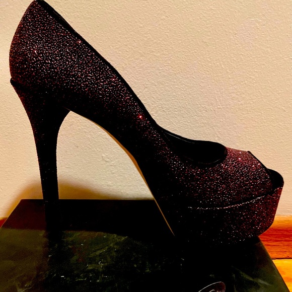 👠"There's No Place Like Home!" Brian Atwood Bambola Fuschia Sparkle Peeptoe Sz 9 - Picture 11 of 16